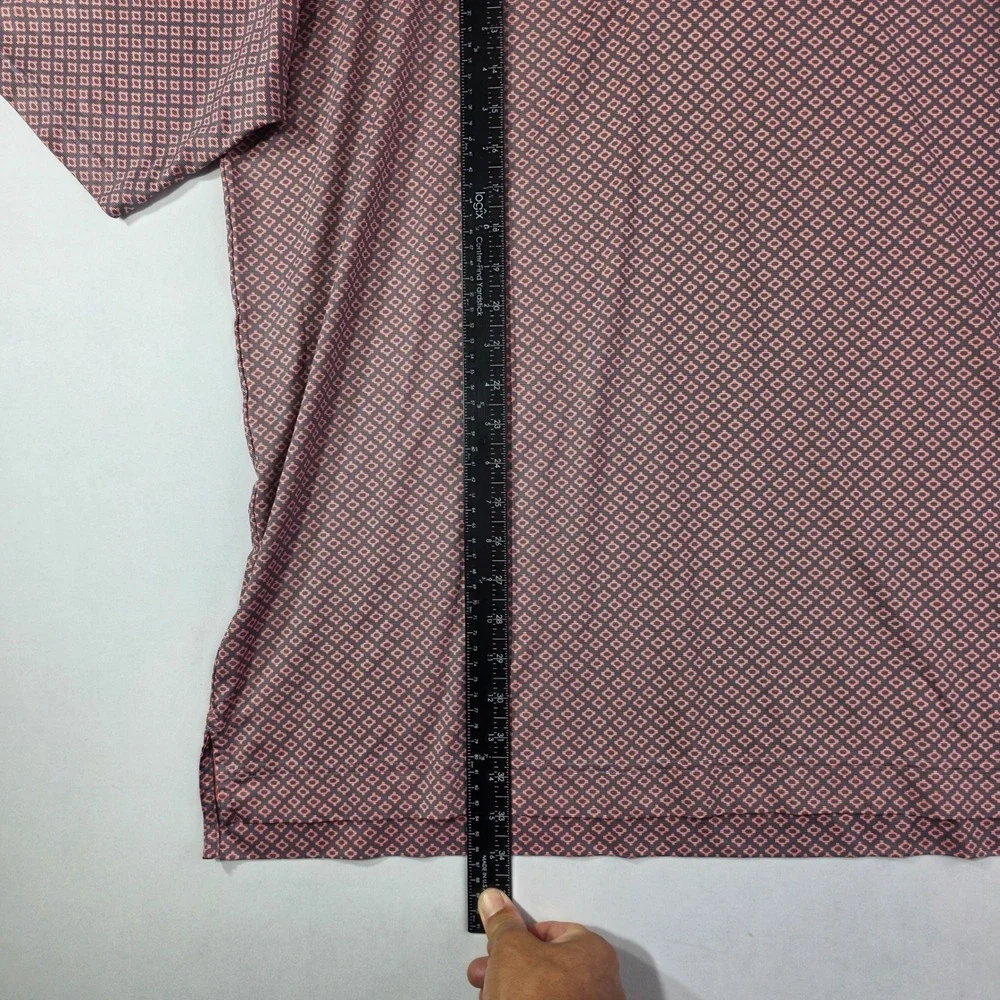 FootJoy Mens Golf Polo Shirt 2XL Coral Navy Geometric Diamond Print